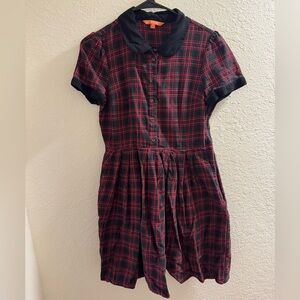 ModCloth - Plaid Dress with Black Collar - Medium